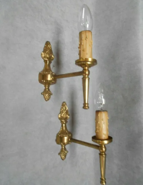 Pair  Vintage French Bronze WALL Light SCONCES