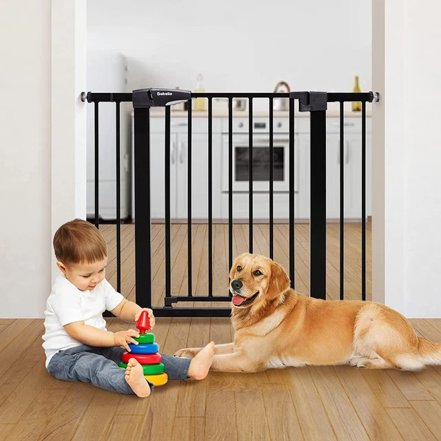 26-40 Inch Easy Install Extra Wide Pressure Mounted Metal Baby Gate, No Drilling
