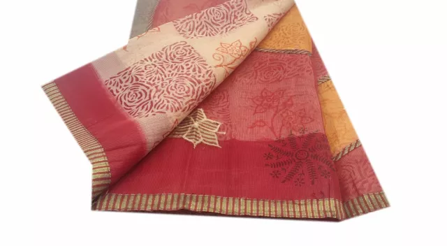 Dev Vintage Indian Sarees Cotton Doria Floral Premium Used Sari Fabric 1693