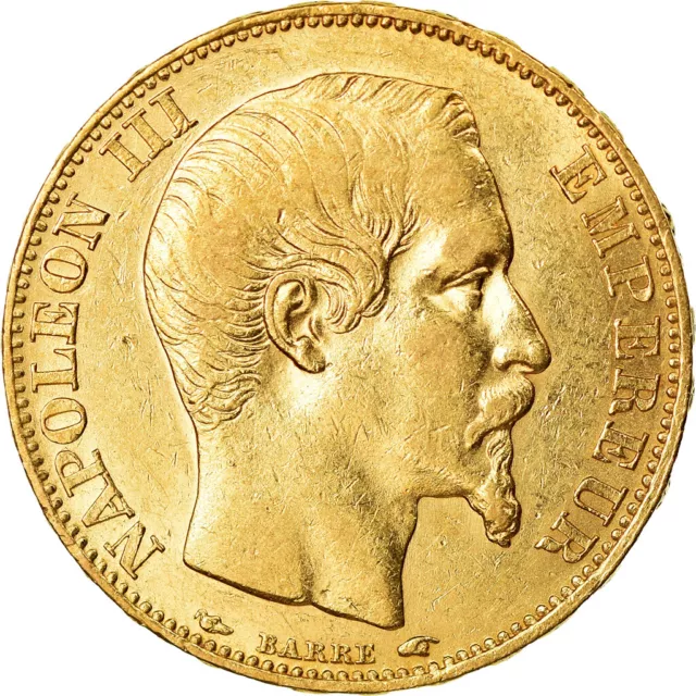 [#881505] Coin, France, Napoleon III, 20 Francs, 1855, Paris, AU, KM 781.1