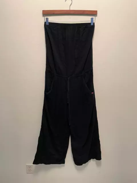 Vintage Hard Tail Womens Jumpsuit Medium Black Strapless Wide Leg Grunge Y2K