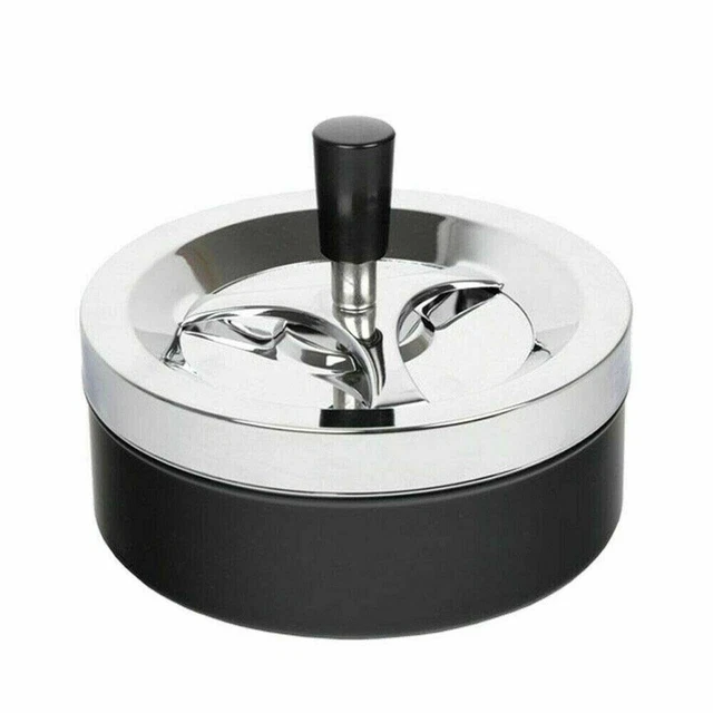 Moderno posacenere cromato nero con caratteristica di rotazione XXL taglia 14 cm duro