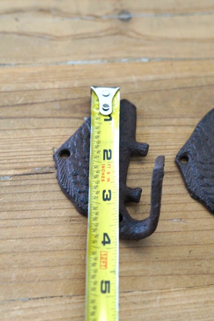 3 Fish Wall Hook Coat Hat Towel Beach Koi Hooks 4 3/4" Rustic Cast Iron Bath 5