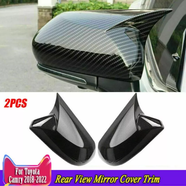 For Toyota Camry 2018-2022 Carbon Fiber Ox Horn Rear View Side Mirror Cover Trim