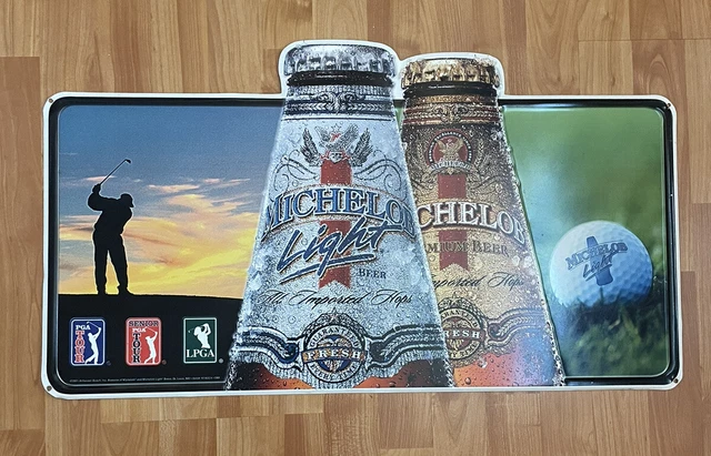 Vintage Michelob Beer Sign Tin Golf PGA LPGA Senior Golf Tour 2001 30”x17”