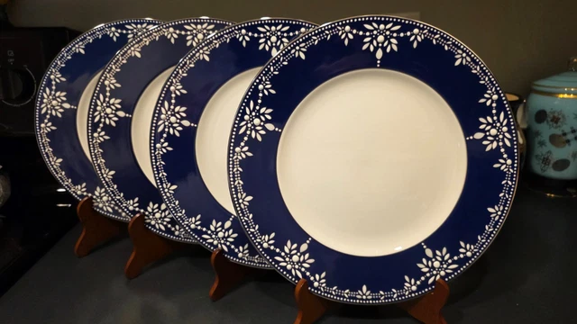 LENOX MARCHESA dinner plates EMPIRE PEARL INDIGO blue Bone China