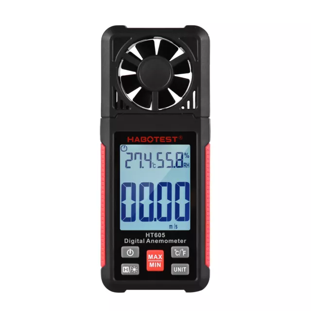 HABOTEST HT605 LCD Digital Anemometer  Handheld Wind Speed Meter O3P3