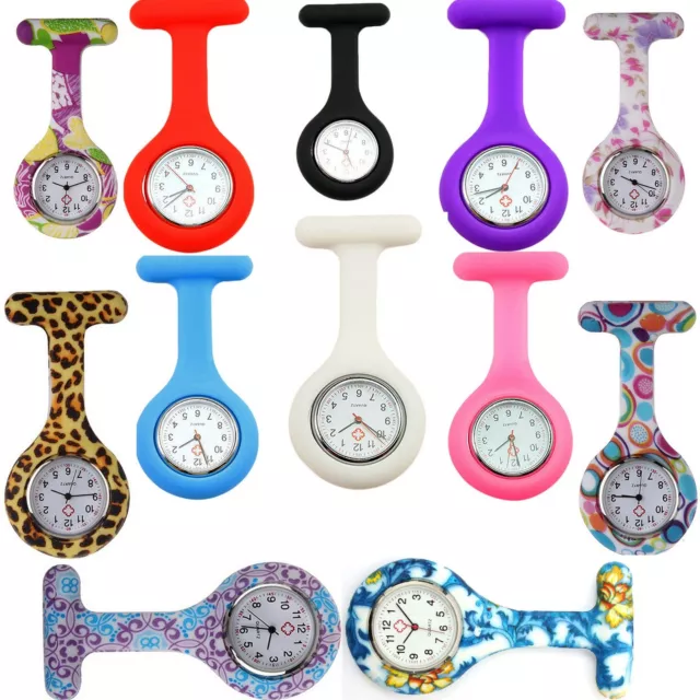 Montre Infirmière Silicone Poche Broche Pince Épingle Quartz + 1 pile offerte