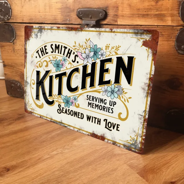 Personalised Kitchen Sign Vintage Door Wall Plaque Retro Shabby Chic - 200x305mm