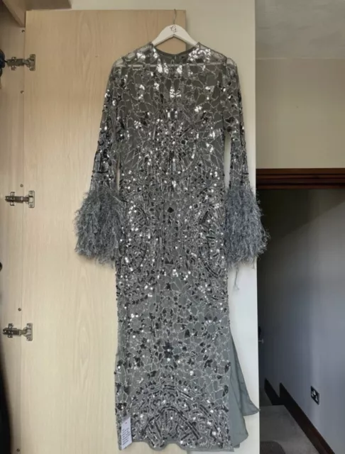 Asos edition embellished showgirl midi dress with faux feathers outlet