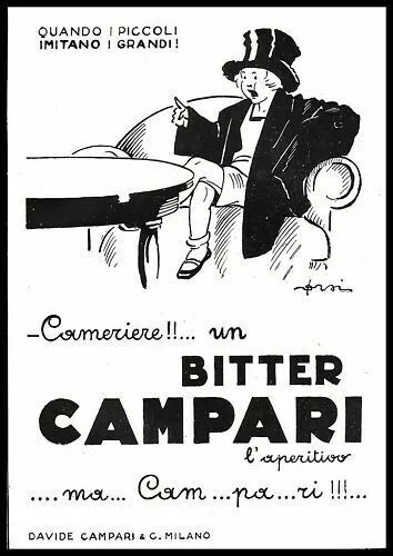 Pubblicita' 1927 Campari Bitter Aperitivo Drink Bimba Gioco Travestimento  Orsi