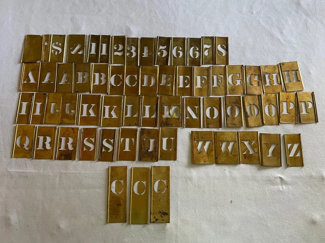 38 Vintage 2 1/2"  Brass Interlocking Stencils