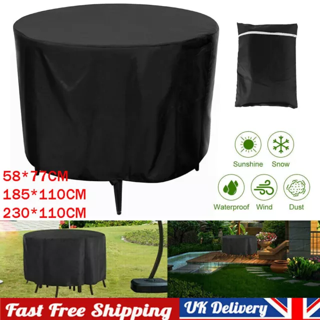 Round Furniture Cover Heavy Duty Waterproof Outdoor Garden Patio Table Chair UK