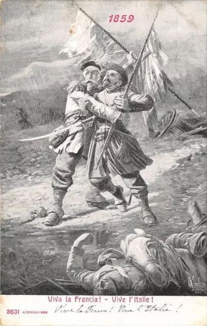 CPA GUERRE 1914 VIVA LA FRANCIA VIVE L'ITALIE ! (dos non divisé)