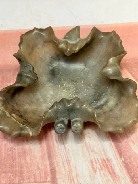 Hand Carved Soapstone Turtle Tray Trinket Soap Dish Ashtray China *REPAIRED*