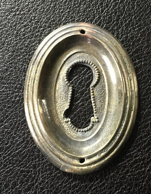 Vintage Oval Stamped Brass Key Hole Cover, Escutcheon, Hardware