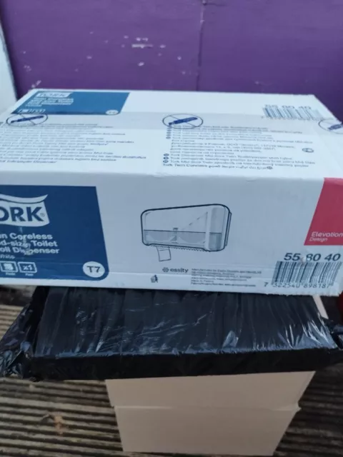 Tork 558040 Twin Coreless Mid Size Toilet Roll Dispenser White New Sealed