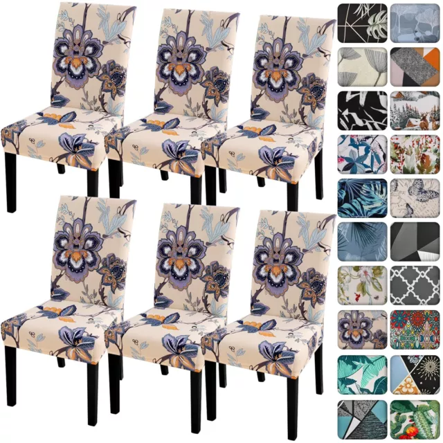 Senllori Dining Room Chair Covers Set of 6,Stretch Printed Pattern Parsons Ch...