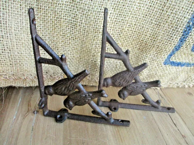 2 Cast Iron Antique Style BIRD Brackets Corbels Garden Braces Shelf Bracket Book