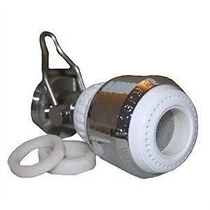 Swivel Spray Aerator With Flow Adjustment,Dual Thread,Chrome & White,55/64-In.x2