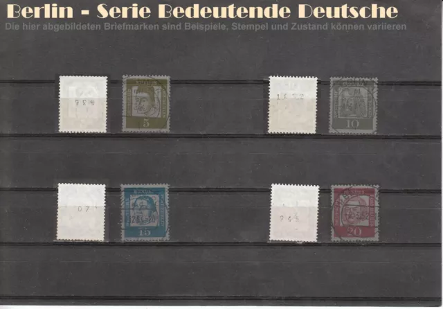 Berlin 1961 Bedeutende Deutsche ROLLENNUMMER Mi-Nr. 199 R - 204 R gestempelt Lot