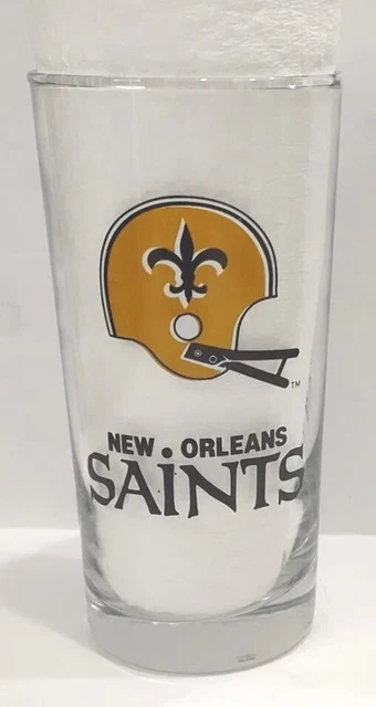 New Orleans Saints Vintage 1988 Drinking Glass Autographs Wendy's Black Gold