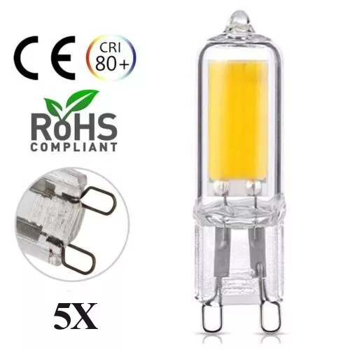 5x G9 LED Bulb Warm White Dimmable COB 3W=40W Halogen Capsule Wall Light Bulb