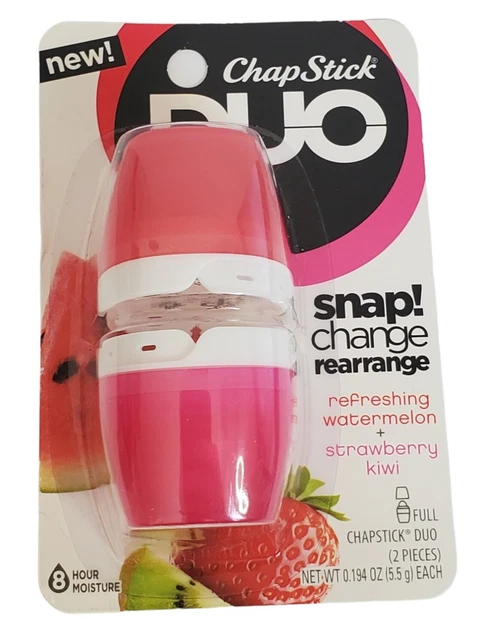 Bálsamo labial ChapStick DUO sandía + fresa kiwi 8 horas humedad descontinuada
