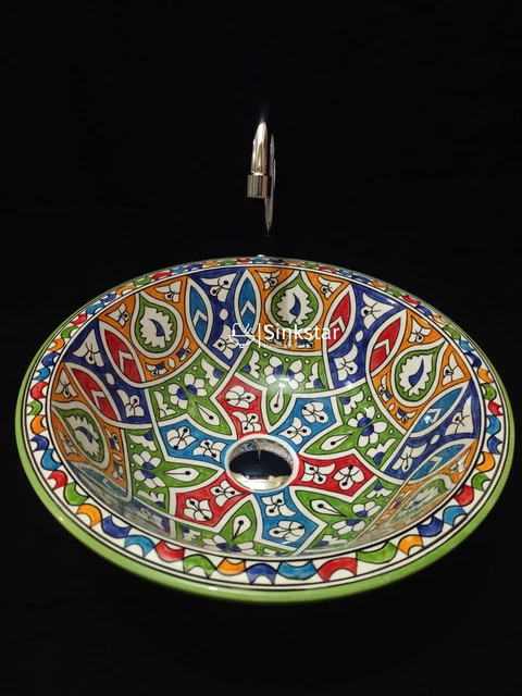 Vessel Sink,Bathroom Sinks Above Counter,Ceramic Vessel Sink,Handpainted sink