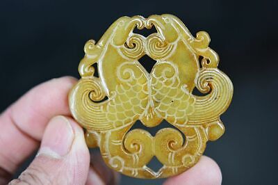 Exquisite Chinese Old Jade Hand Carved *Phoenix* Pendant Z15