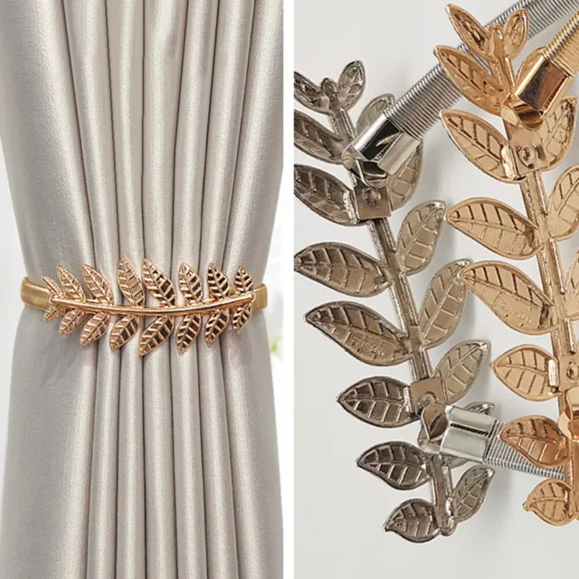 2pcs Curtain Tiebacks For Drapes Metal Leaf Design Curtain Ties Decoration