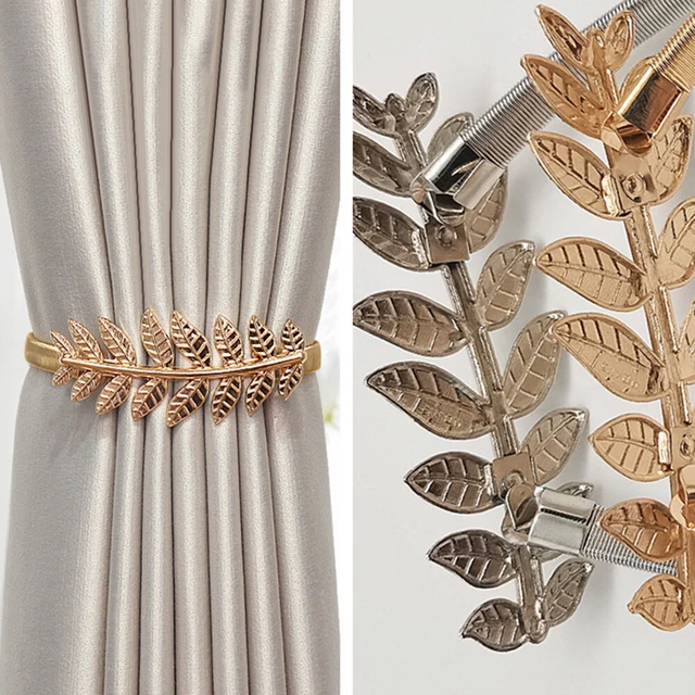 2pcs Curtain Tiebacks For Drapes Metal Leaf Design Curtain Ties Decoration
