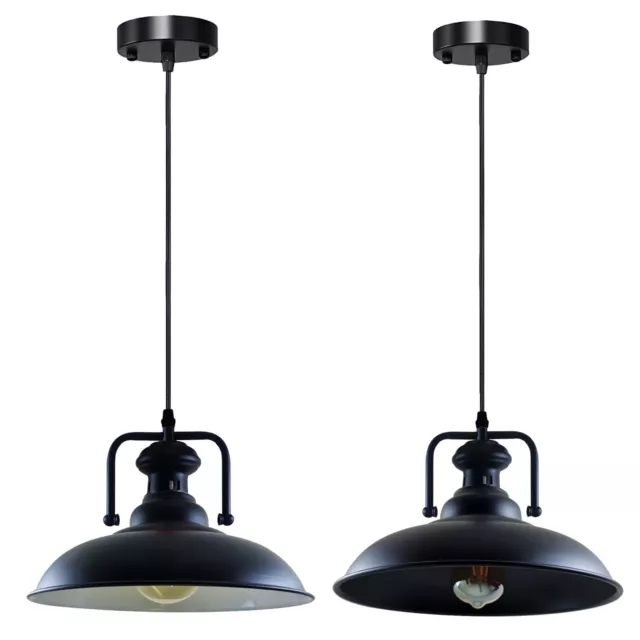 Vintage Industrial Ceiling Pendant Light Loft Style Black Metal Shade Retro Lamp