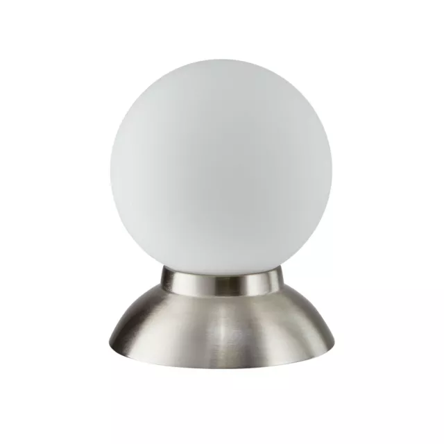 KHG Tischlampe Silber Glas E14, Tischleuchte mit Touchfunktion und Dimmfunktion