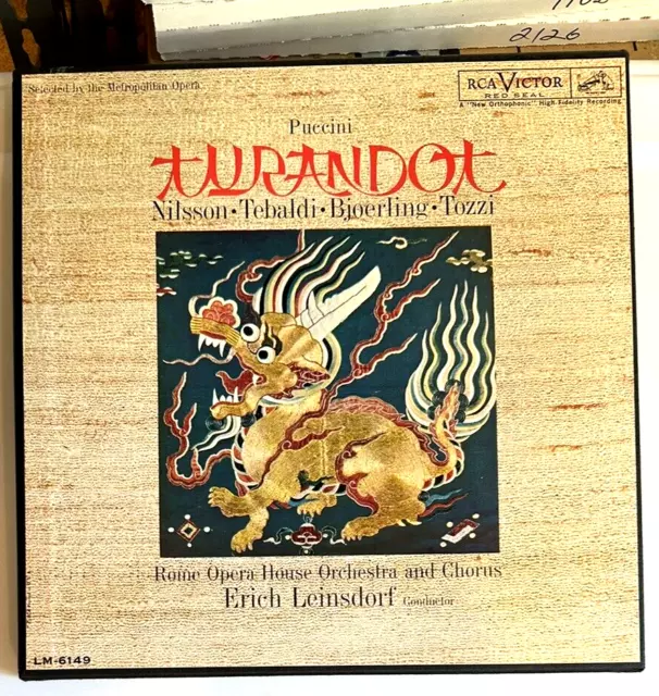 Turandot - Puccini, RCA Victor LM-6149,  3 LP box set, excellent condition