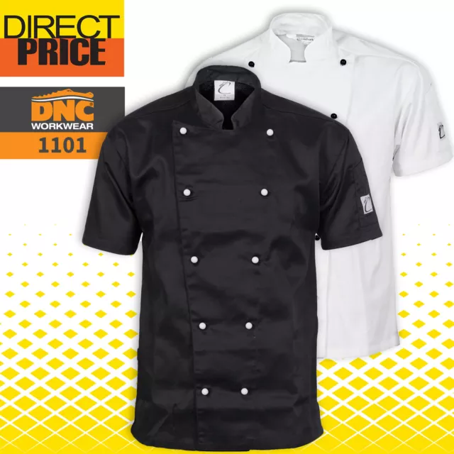 DNC Traditional Chef Jacket - Short Sleeve Black White Cook restaurant,1101 NEW