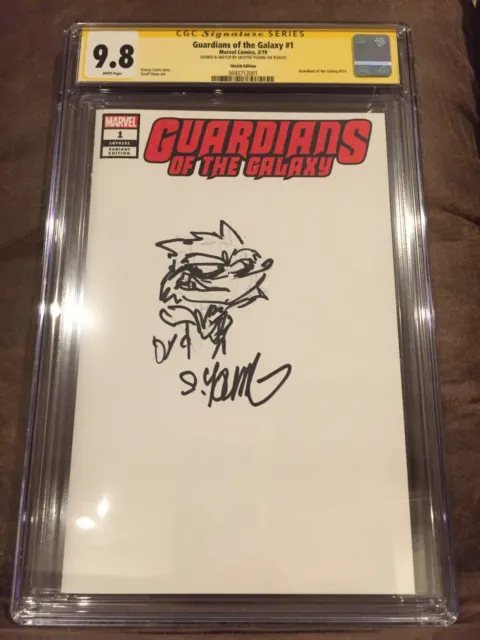 Guardians Of The Galaxy #1 Cgc 9.8 Signed & Sketch Skottie Young Rocket Raccoon