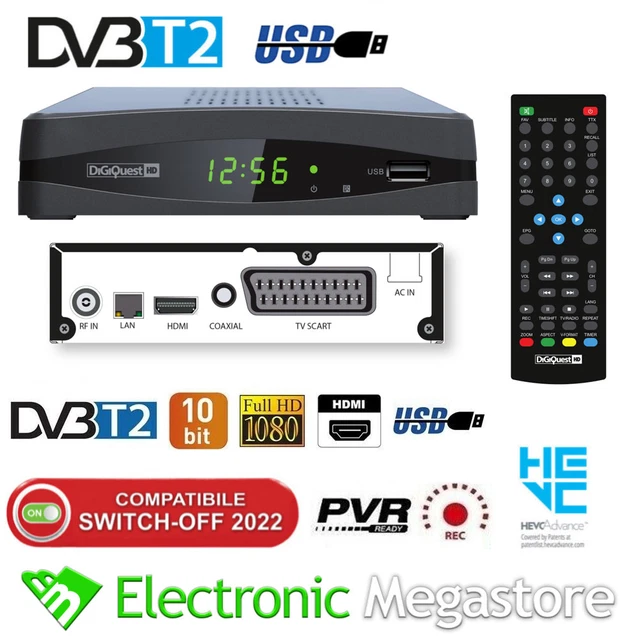 DECODER DIGITALE TERRESTRE DVB T2 HDMI DVB-T2 HEVC Full HD Ricevitore ...
