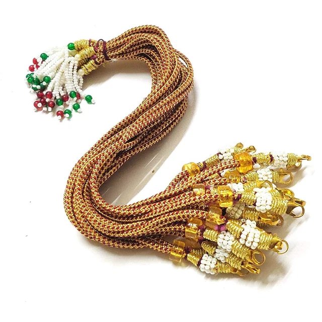 Indiano Tradizionale Zari Seta Collana Retro Corda Dori 12 Pezzi