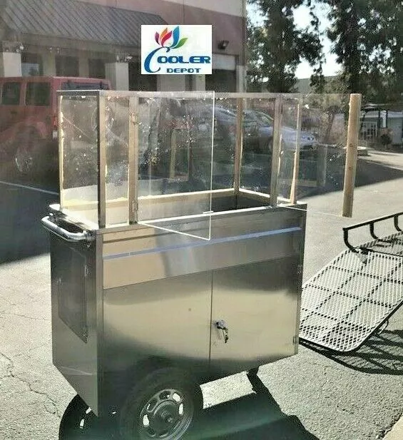 NEW Fruit Cart Vending Concession Stand Stainless Steel Display Frutas Vendor