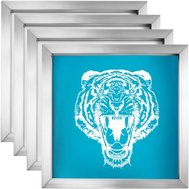 4 Pieces 20"x20" Aluminum Silk Screen Printing Frames With White 110 Count Mesh
