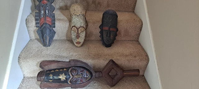 Lot 4 Ghana Handcrafted Wood African Tribal Mask figures Decorative Art 16-29 "