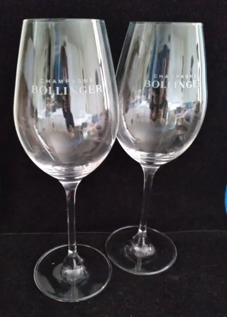 Set of 2 Bollinger Champagne Flutes Glasses 8" H