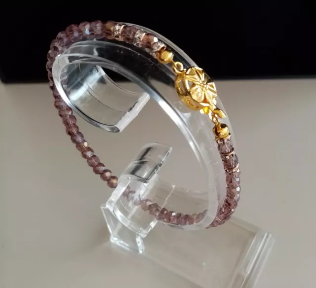 Armband Perlen Armband lila tschechische Kristalle u. Kristall Rondelle 20 cm
