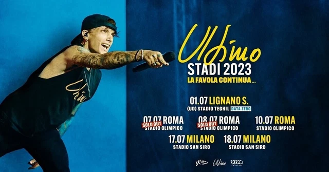 N.3 Biglietti concerto di Ultimo - Roma 8 Luglio 2023 Stadio Olimpico