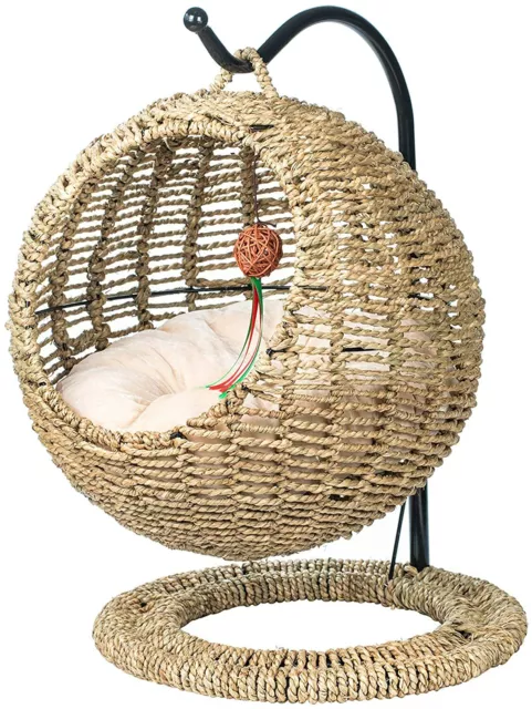 YoSpot Wicker Cat Bed Basket Swinging Pet House Nest for Small Dog Cat