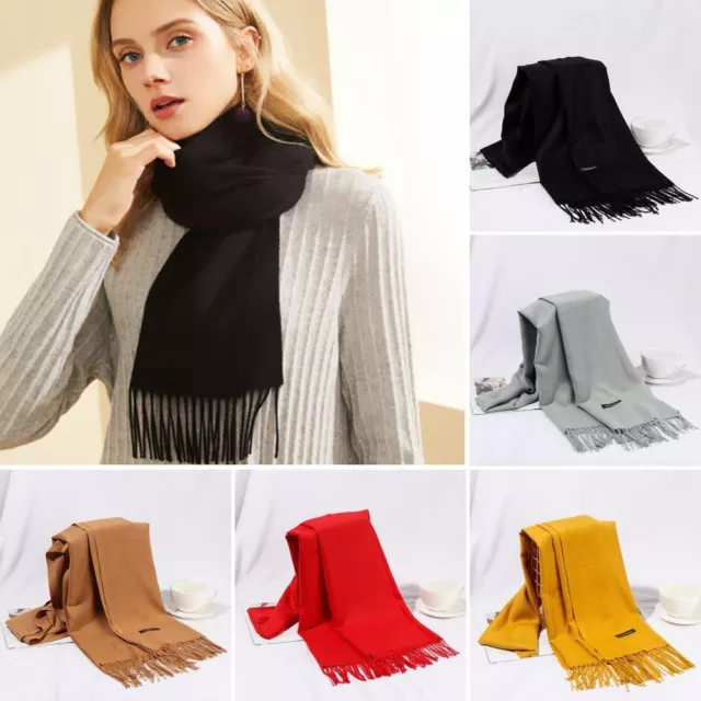 Winter Tassel Luxury Soft Cashmere Scarf Thick Warm Wool Shawl Wrap Bandana