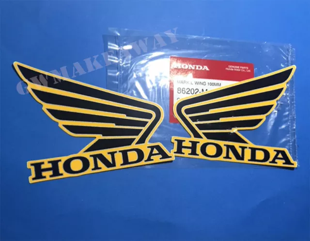 Honda wing Logo Vinyl Decal Gas Tank Sticker Motorcycle 100MM Black Yellow Oem