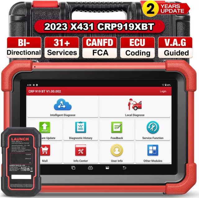 2023 LAUNCH X431 CRP919X BT PRO AUTO OBD2 Diagnóstico Codificación Clave Español