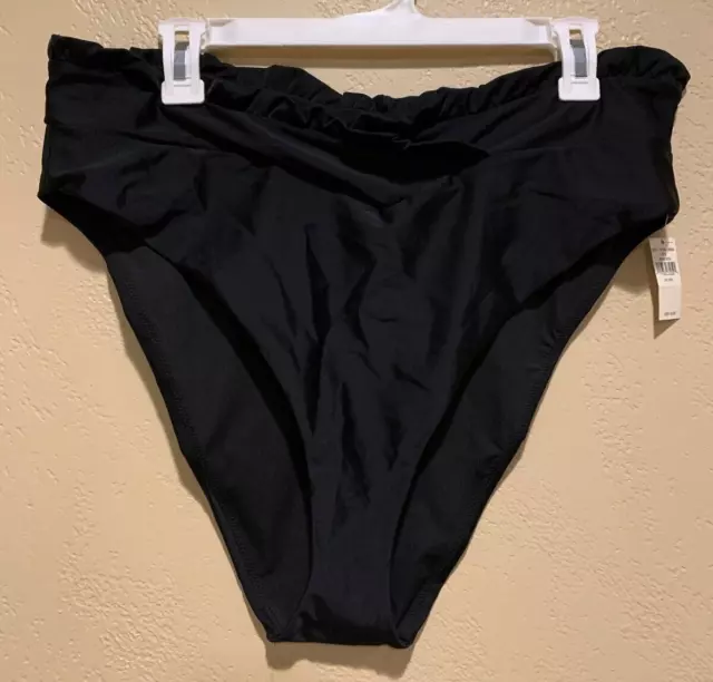 NWT Aerie High Waisted High Cut Cheeky Bikini Bottom Black Size XXL